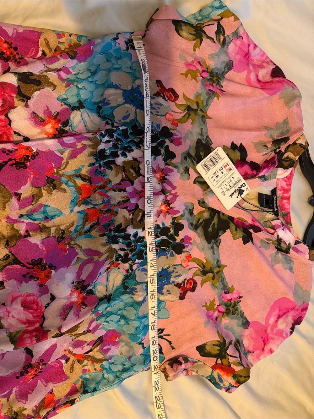 Desigual Pink Multicolor Floral Split-Neck Blouse - Picture 6 of 8